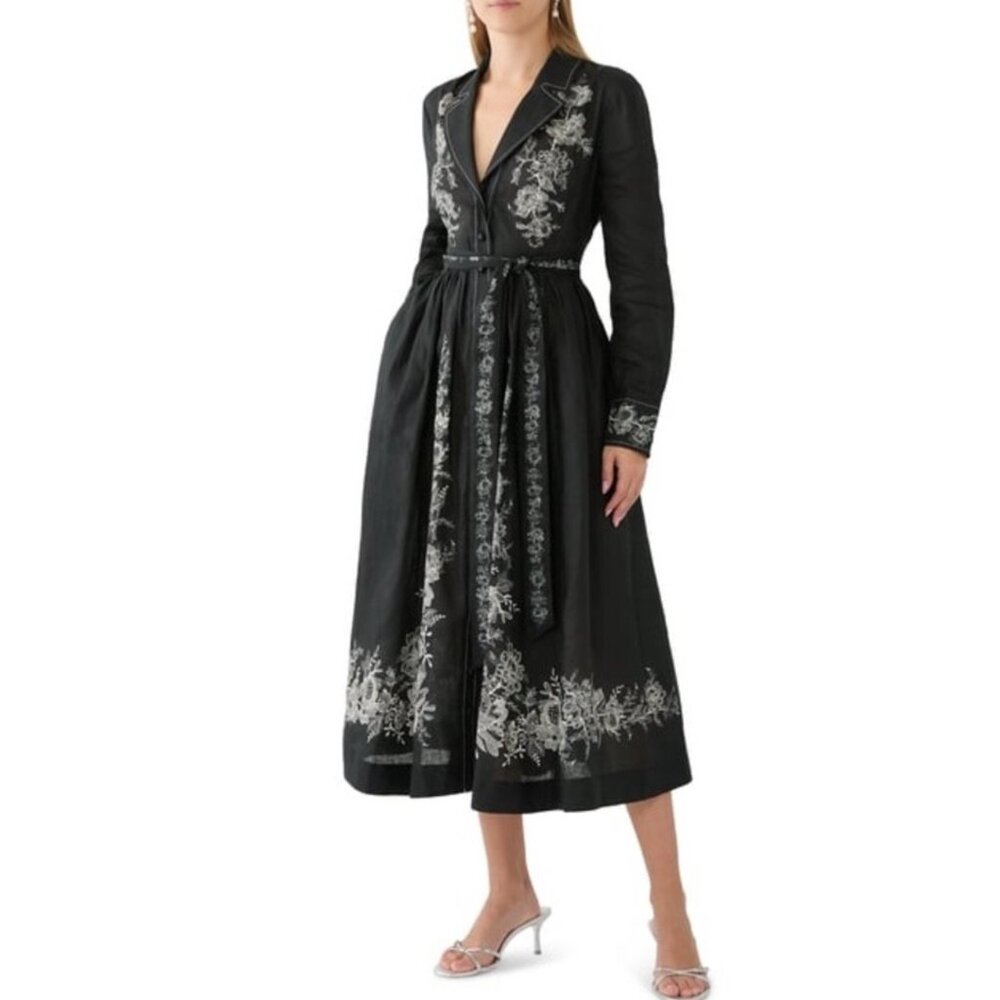 ZIMMERMANN black midi shirt dress size 0/ US 4 - Picture 16 of 16